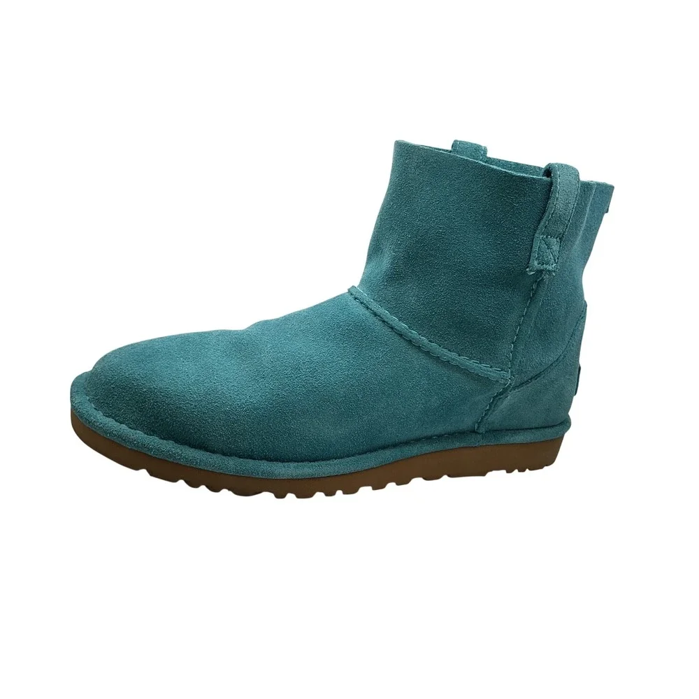 UGG Classic Mini Blue Teal Suede Sheepskin Ankle Boots 1017532 Womens Size 10